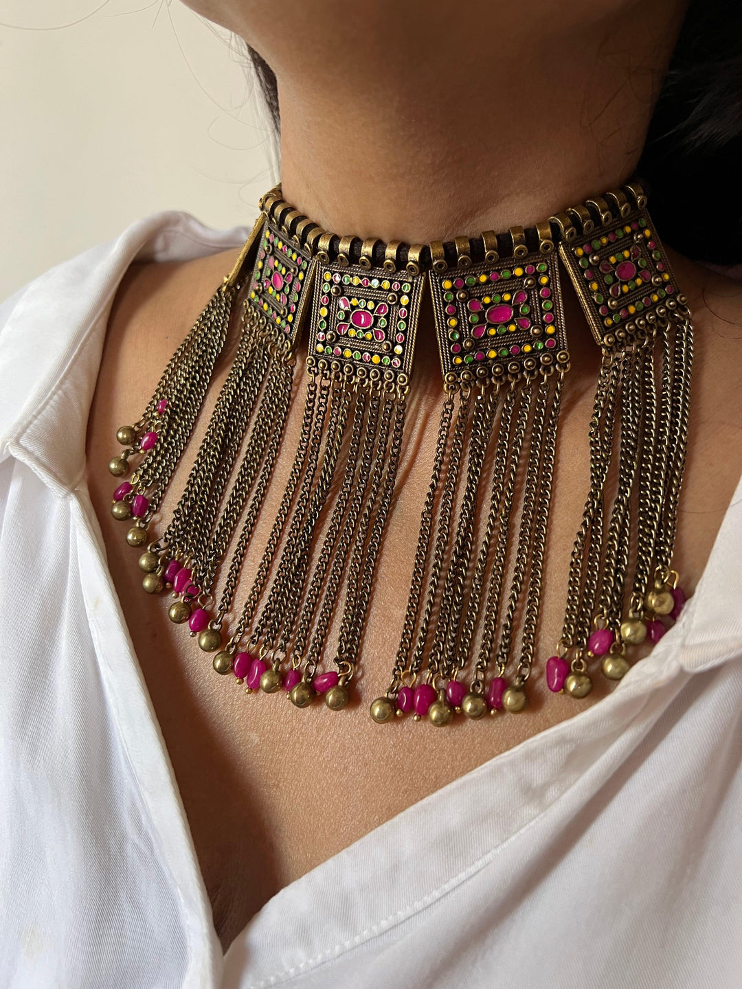 Tribal Necklace with Danglers - SHIVKA