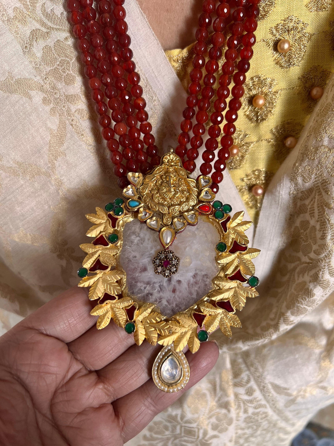 Statement Agate and Kundan Vintage Necklace - SHIVKA