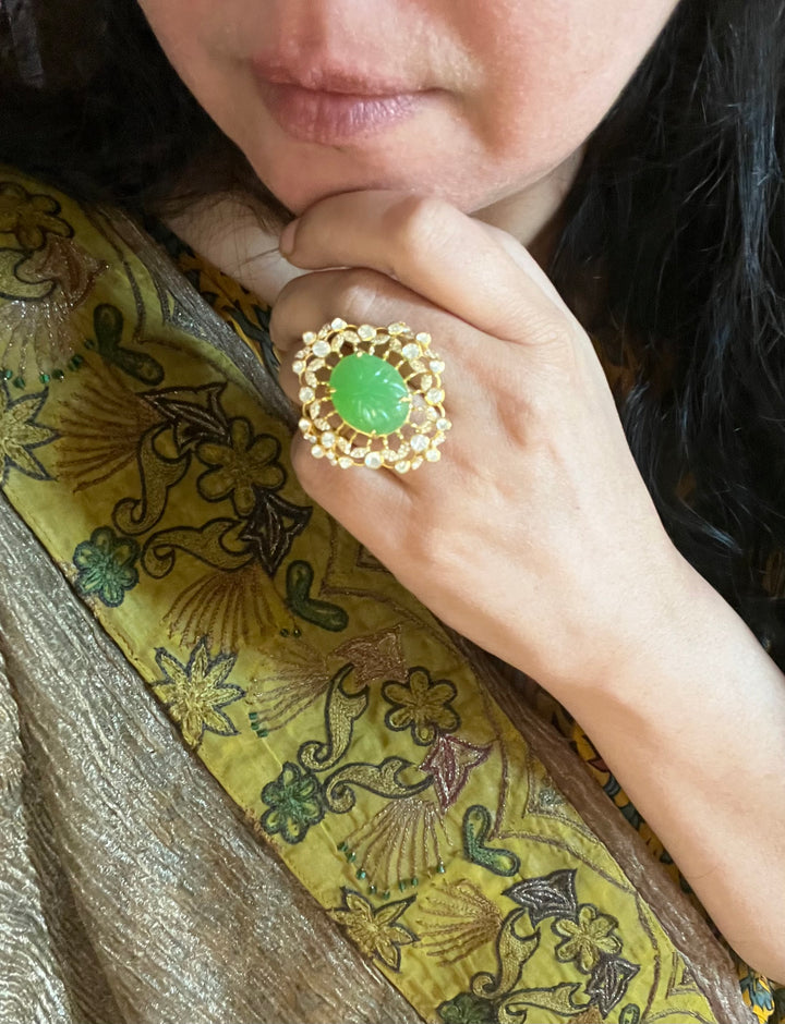 Moissanite Polki Ring