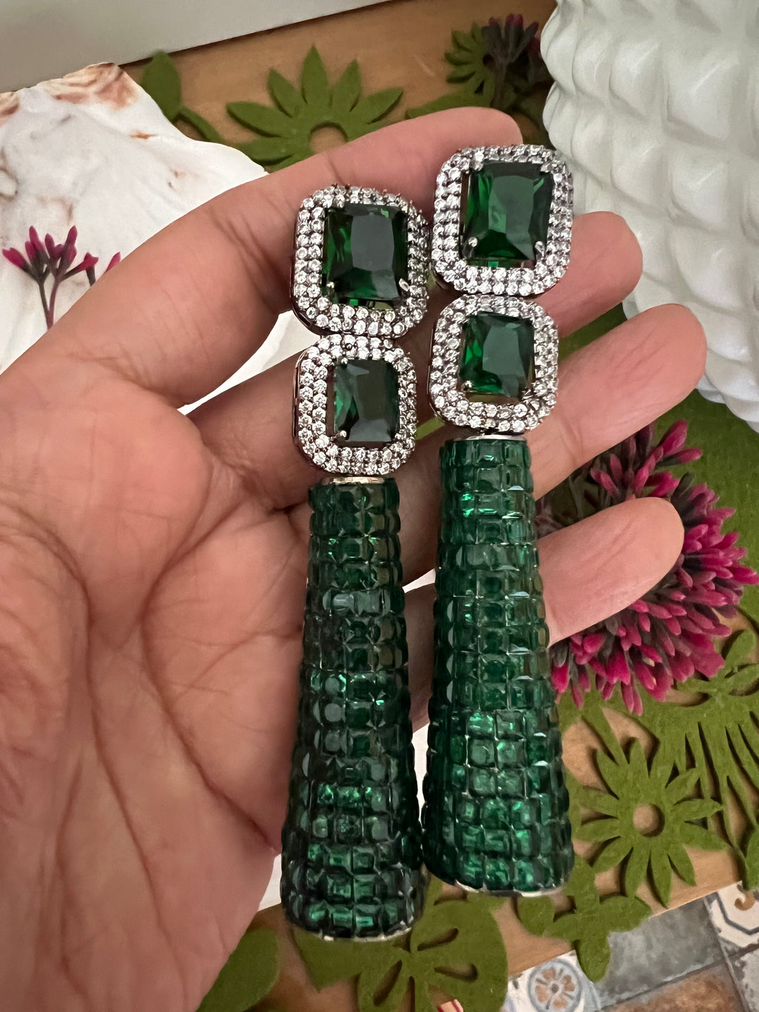 SHIVKA Victorian Emerald Earrings