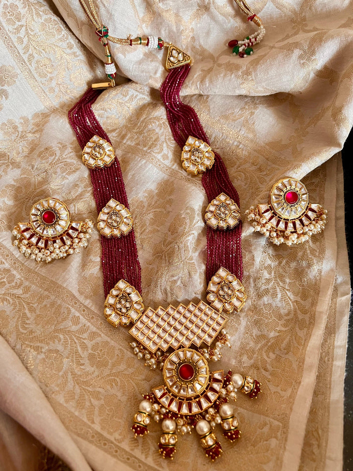 Kundan Rani Haar with Statement Earrings - SHIVKA