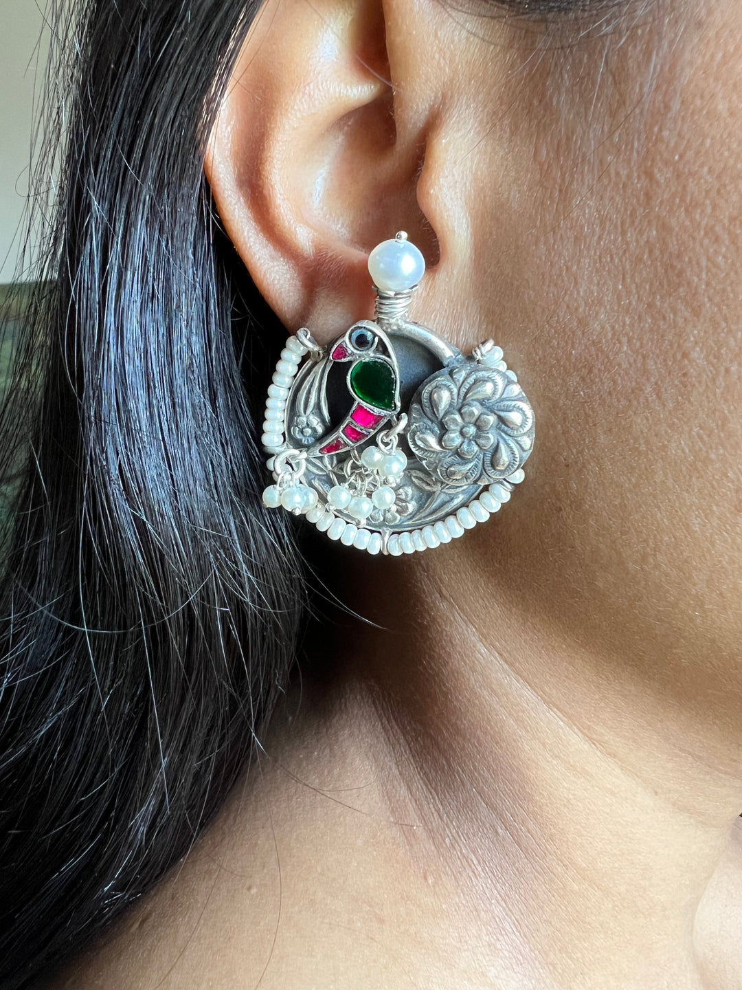 Designer Pure 925 Silver Pearl Studs