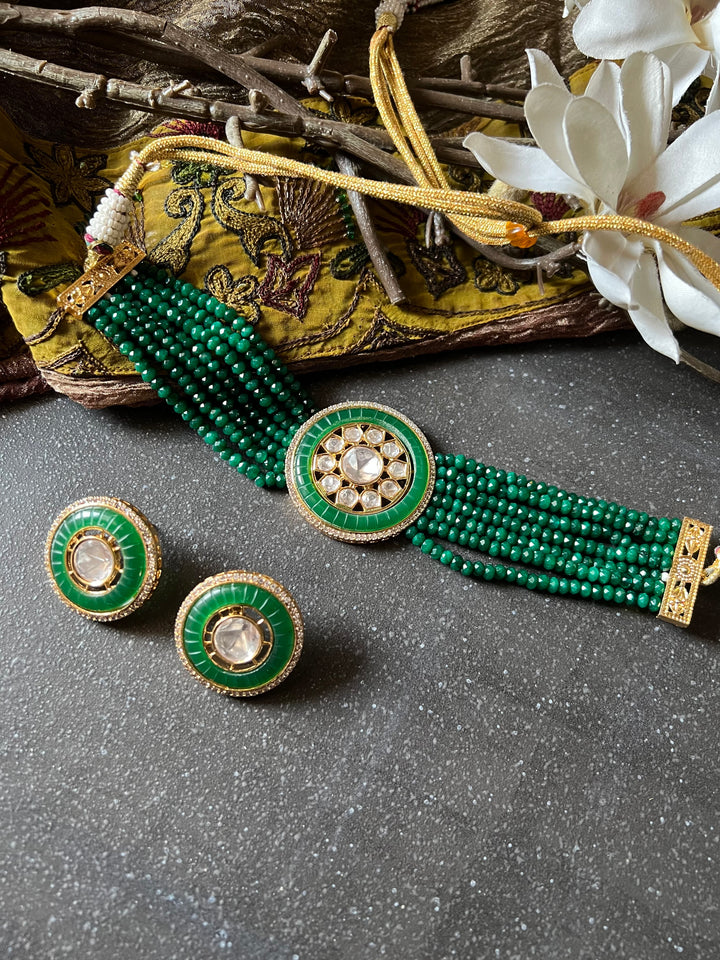 Victorian Kundan Choker Necklace with Earrings