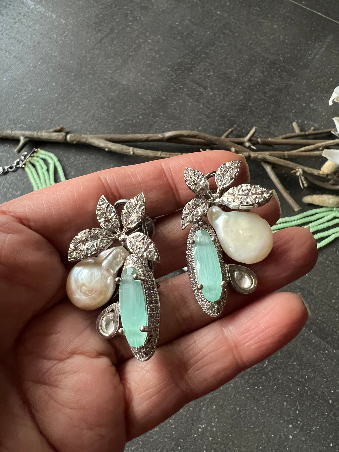 Sea Green Designer Choker with Studs