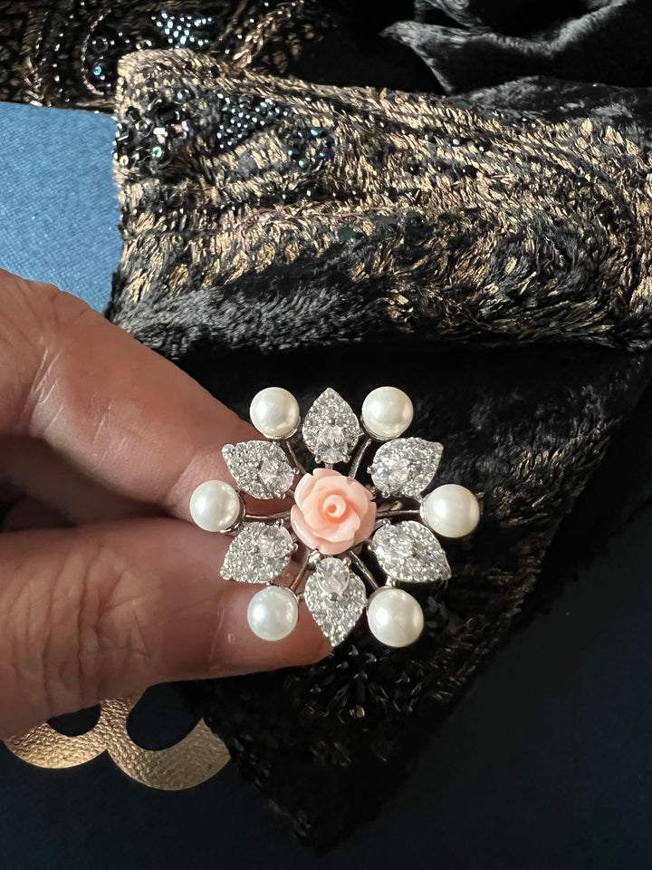 Statement Rose Pearl Ring - SHIVKA