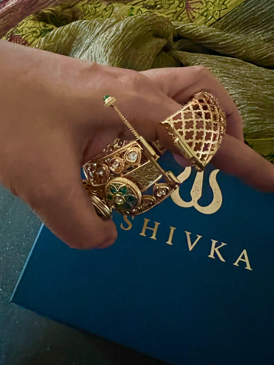 Statement Wedding Kundan Cuff - SHIVKA