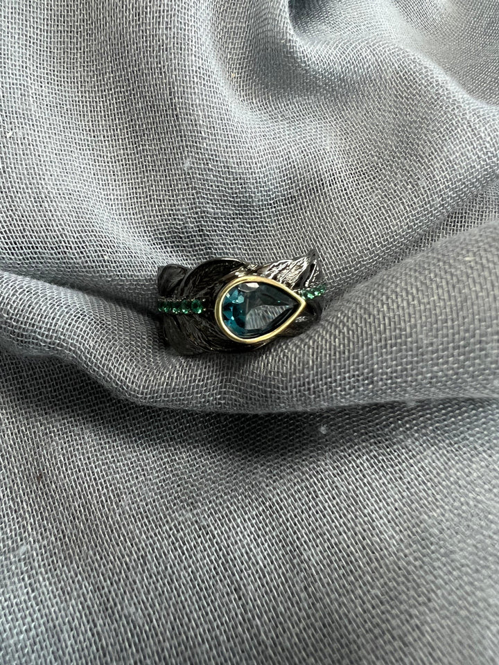 Vintage Pure 925 Silver Topaz  Ring - SHIVKA