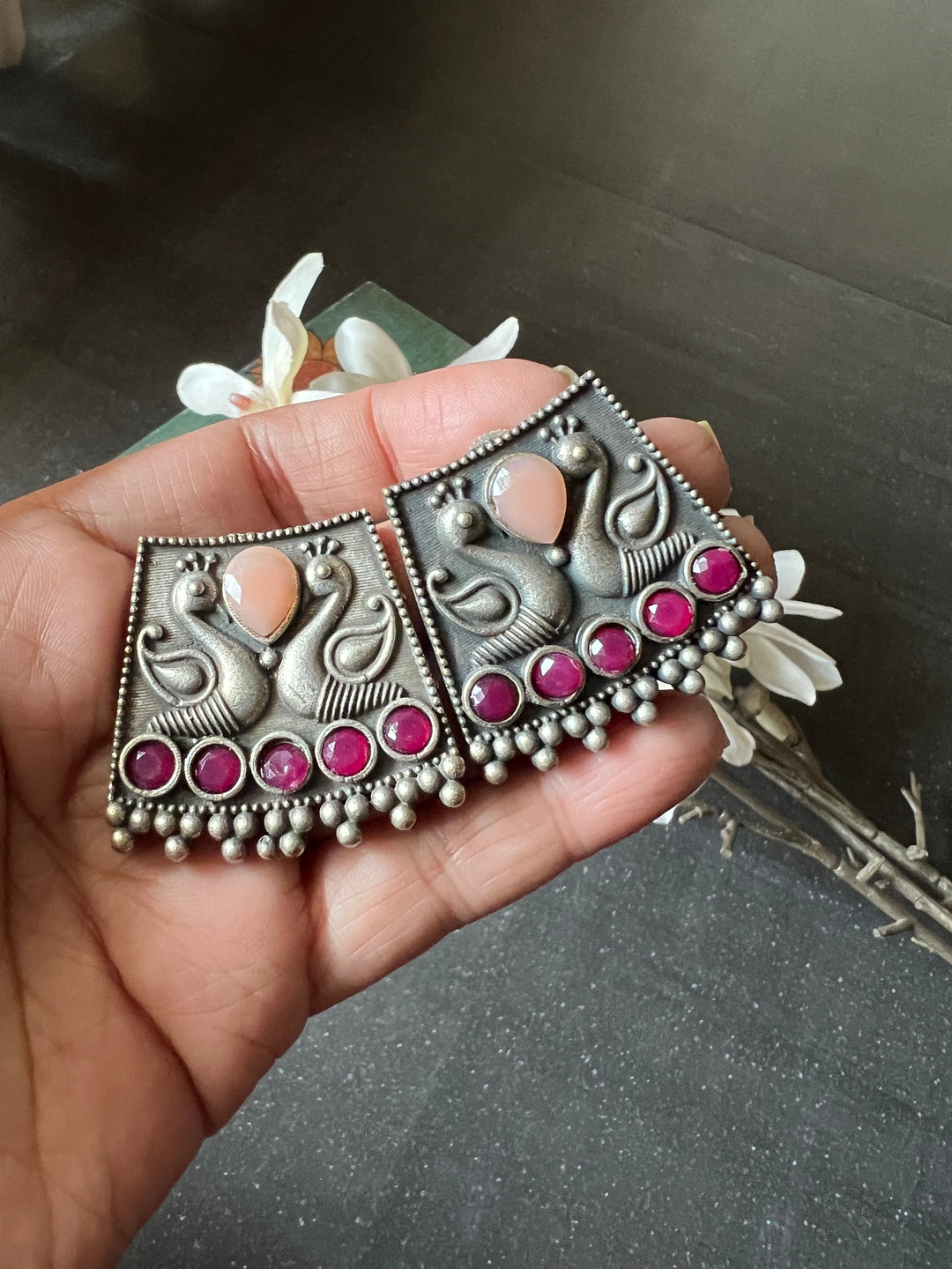 Antique Twin Peacock Earrings