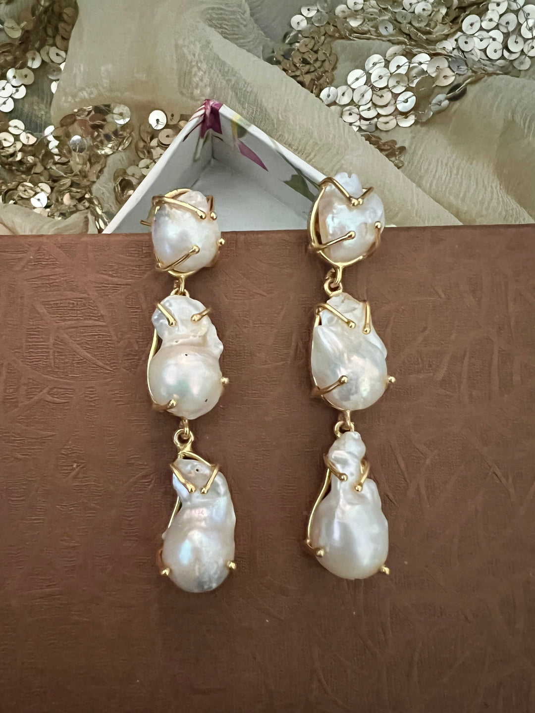 Asymmetric Baroque Pearl Danglers