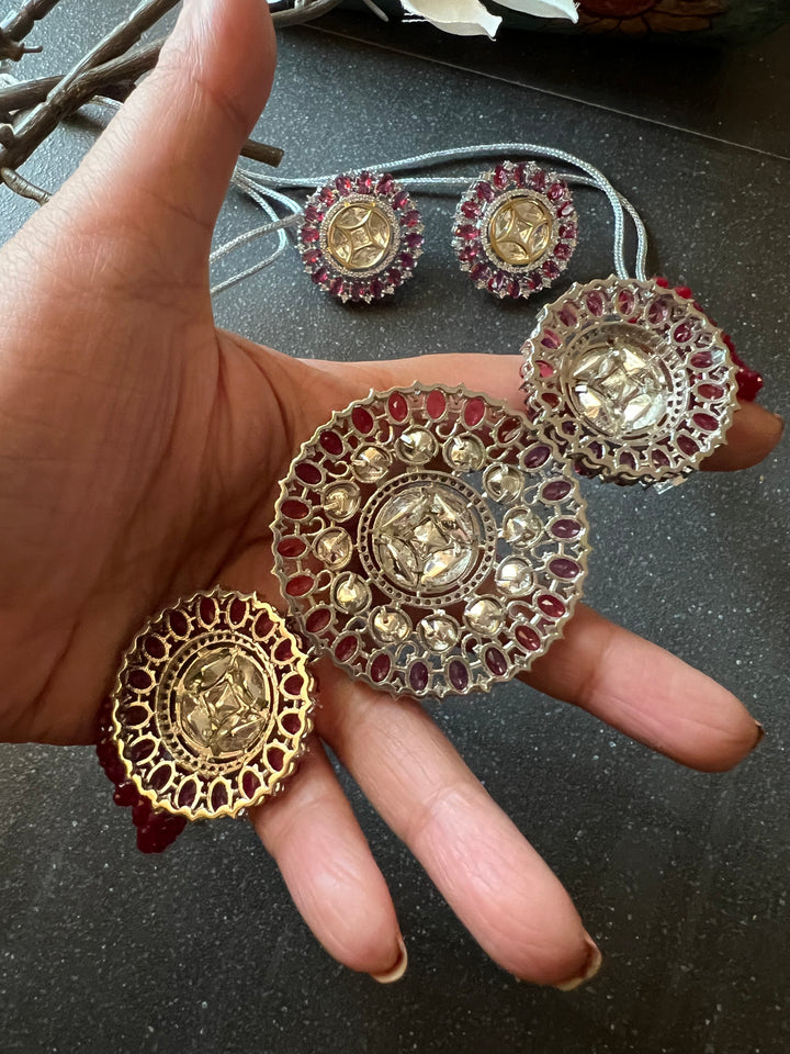 Victorian Kundan Choker Necklace with Earrings