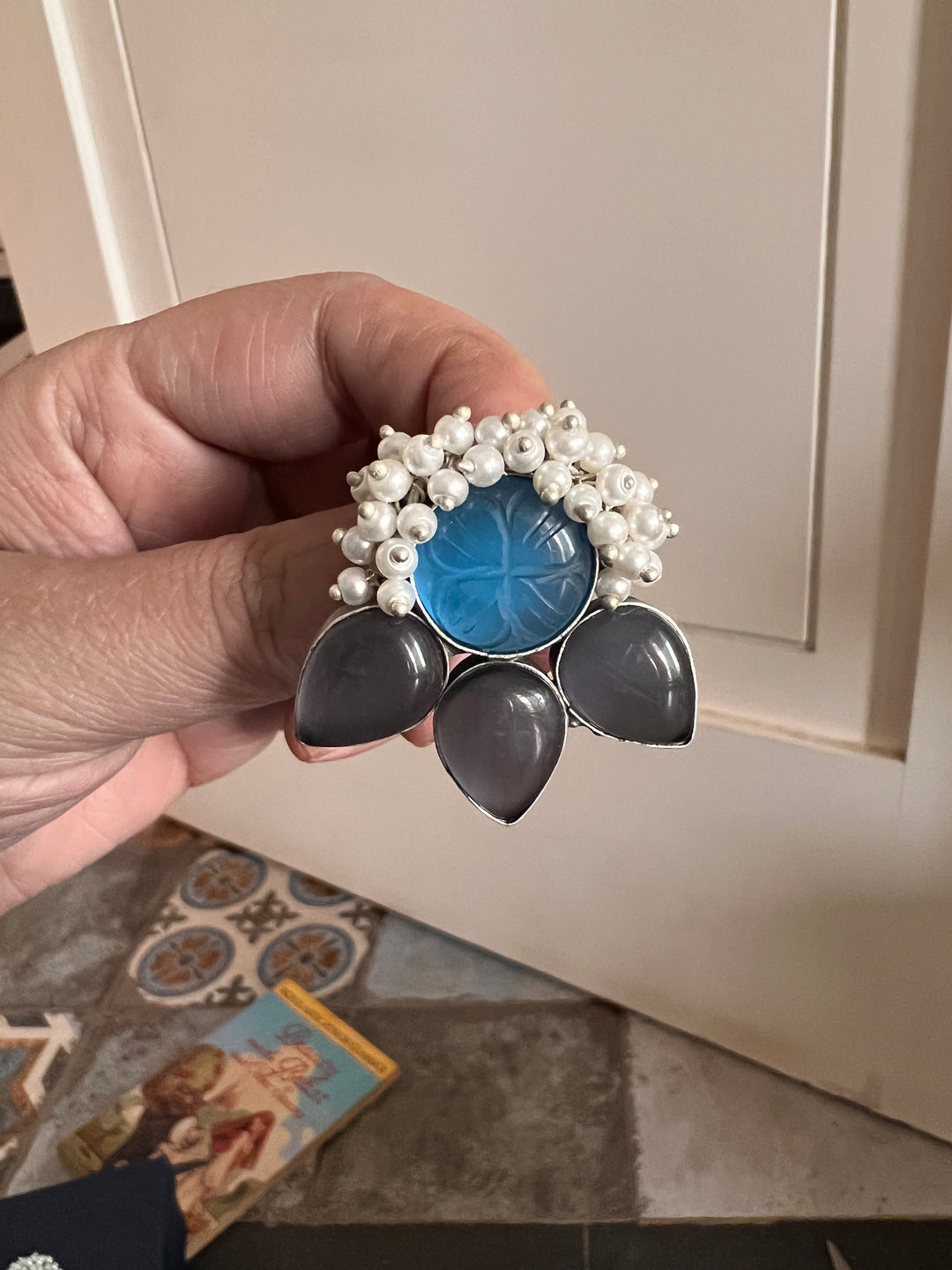 Carved Stone Bee Studs