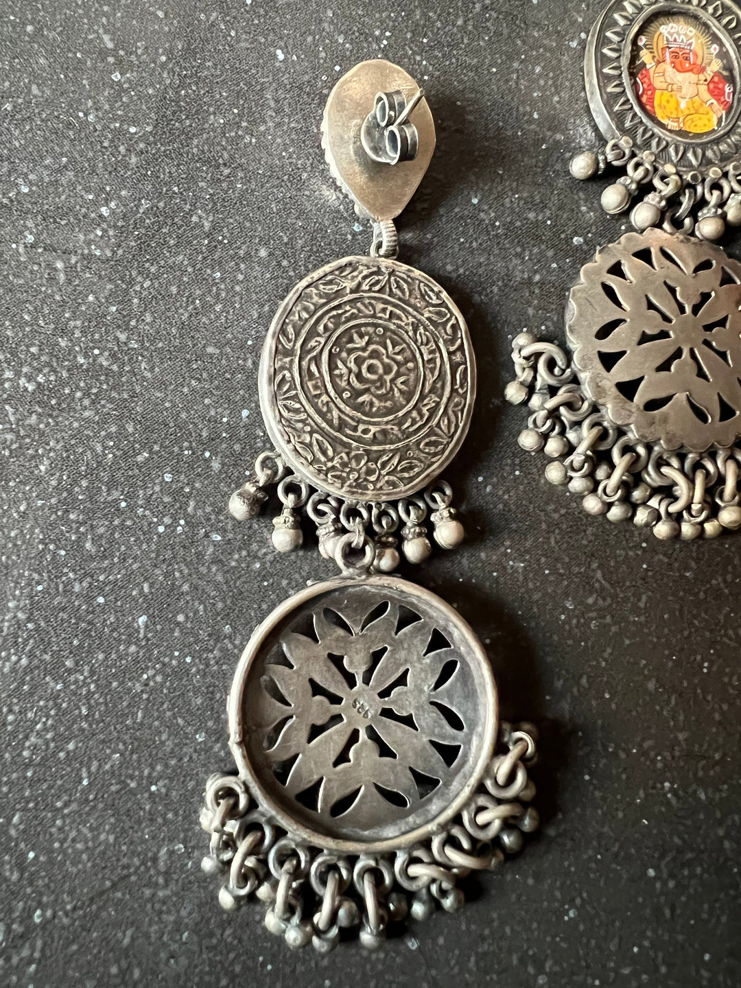 Hand-Painted Glass - Pure 925 Silver Earrings