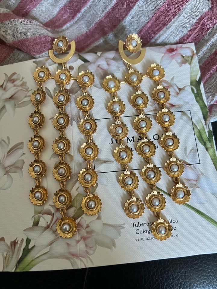 Statement Pearl Flowers Earrings