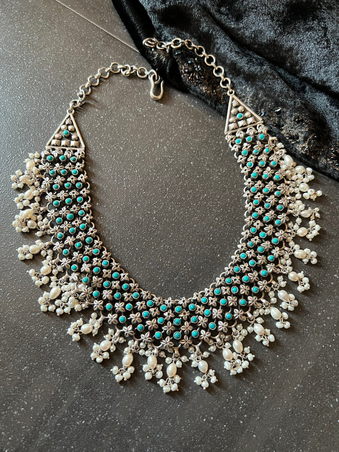 Vintage Pure 925 Silver Necklace with Earrings