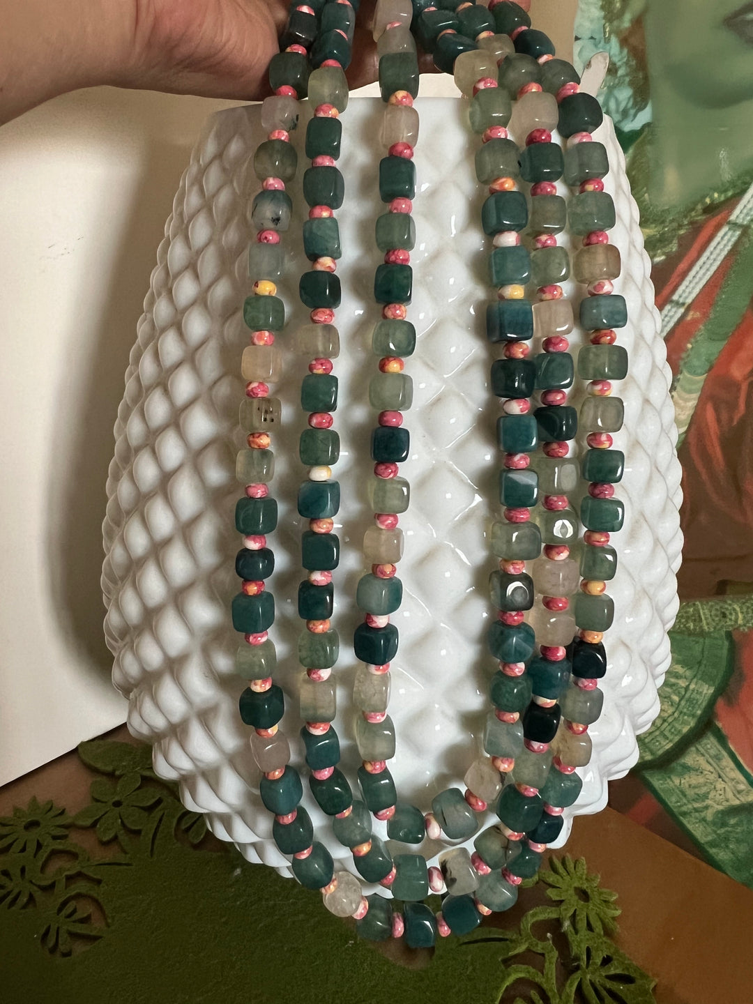 Three layered beaded necklace