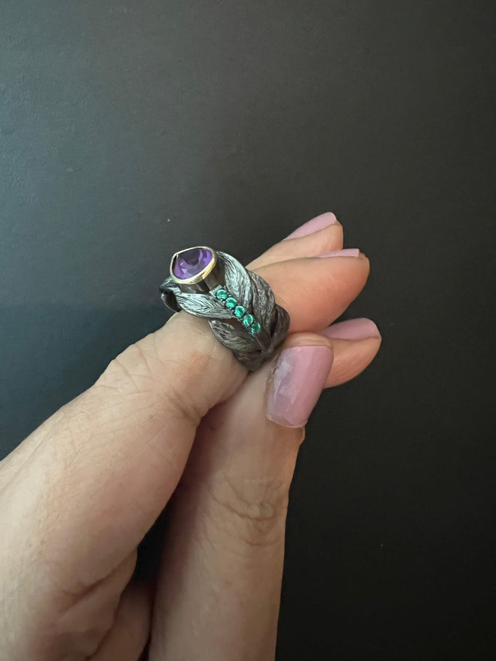 Vintage Pure 925 Silver Amethyst  Ring - SHIVKA