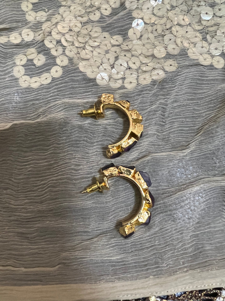 Classy Amethyst Hoop Earrings