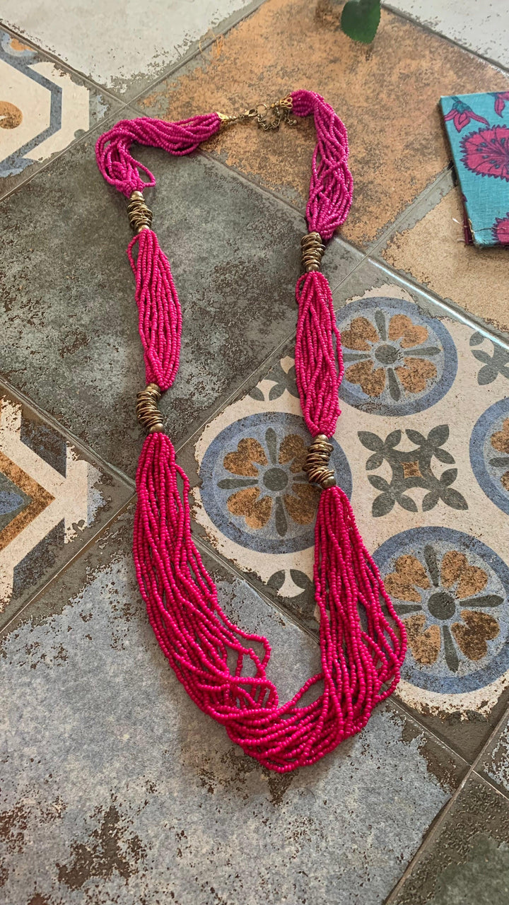 Maharani Pink Beaded Necklaces - SHIVKA