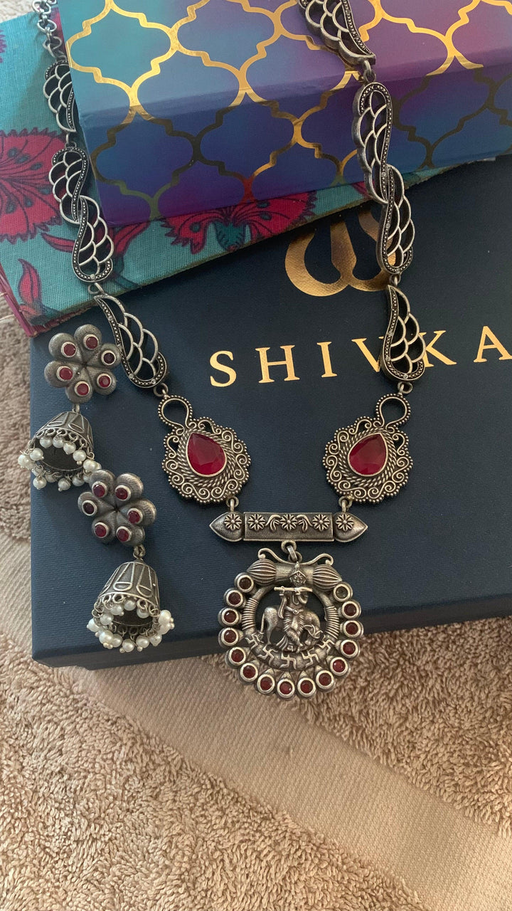 Vintage Krishna Necklace with Statement Earrings - SHIVKA