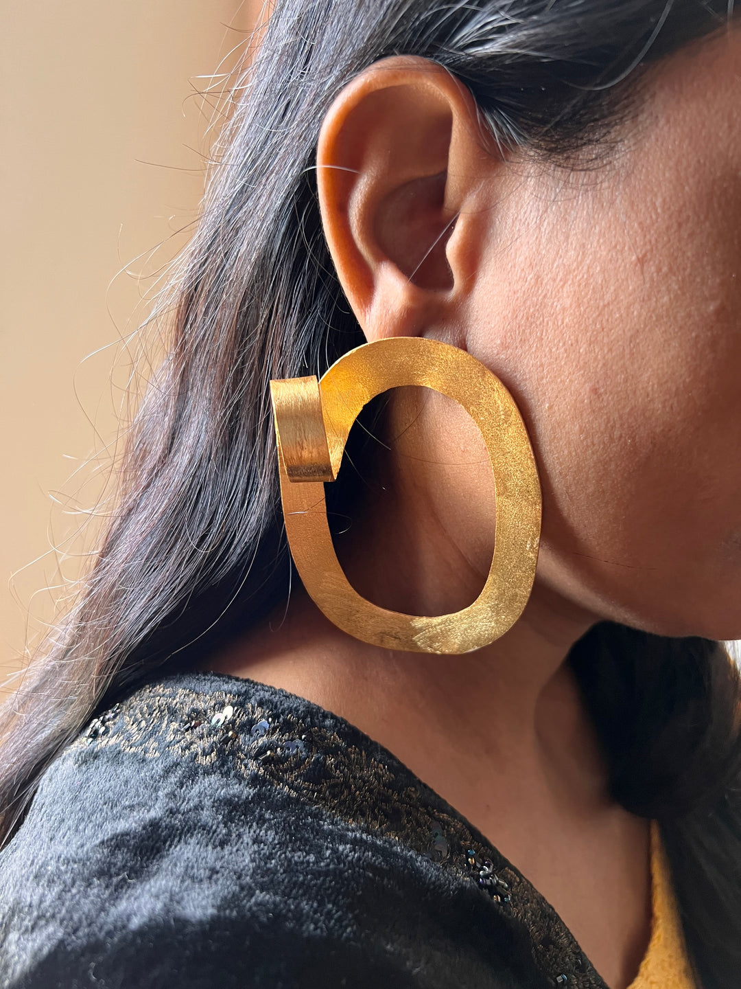Asymmetrical Statement Gold Tone Earrings