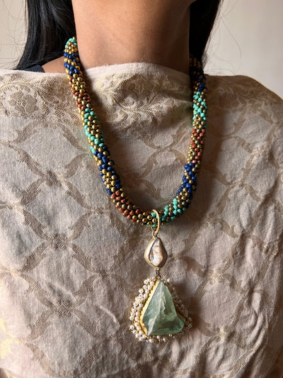 Natural Gemstones Pendant Hasli Necklace - SHIVKA