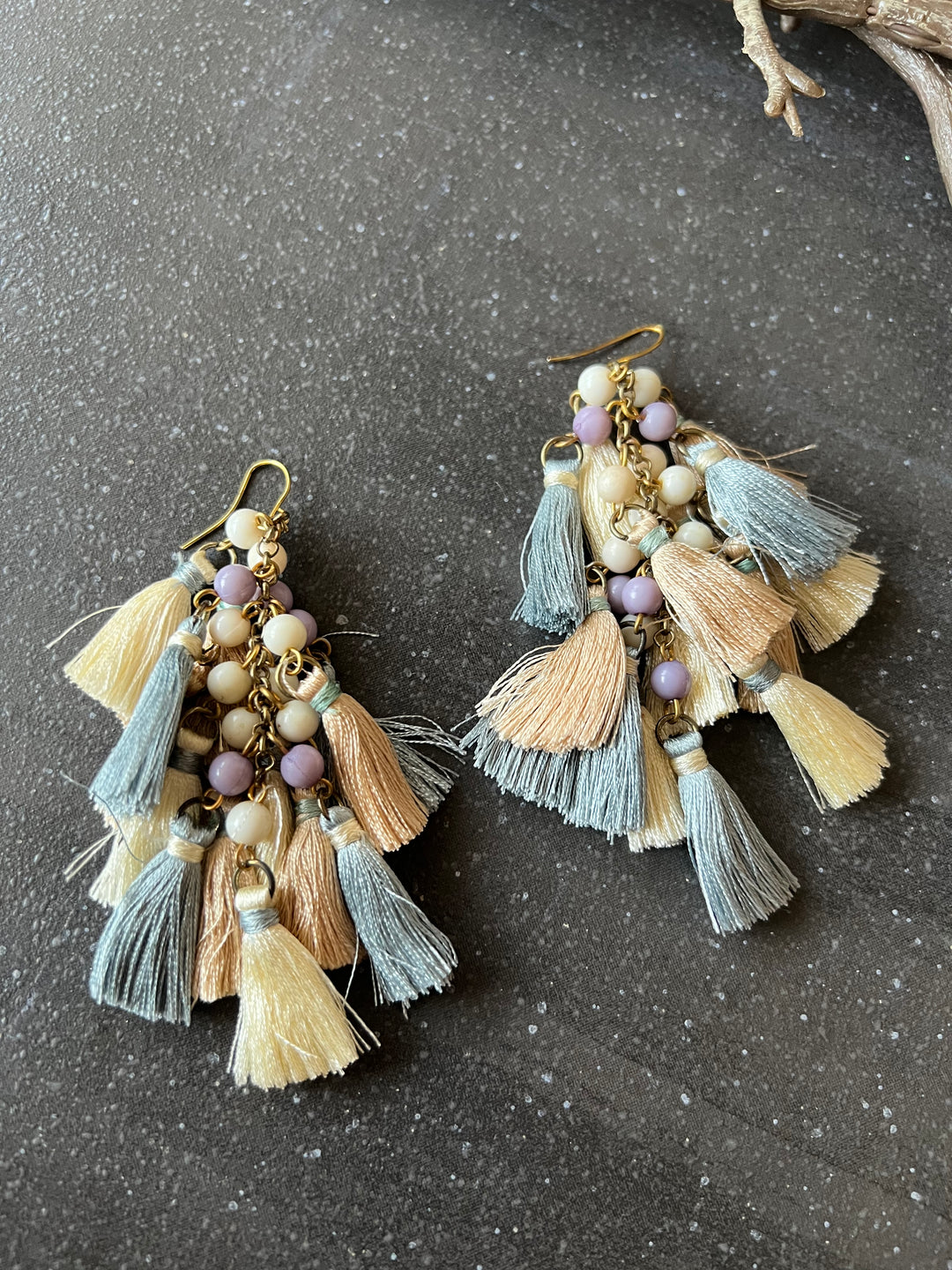Beads and Silk Thread Earrings