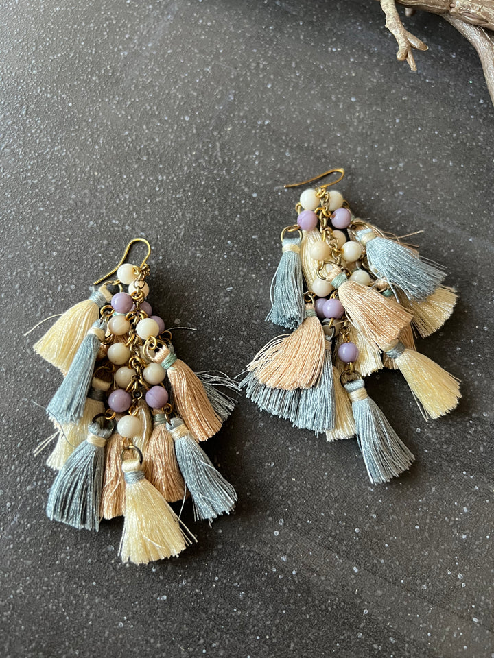 Beads and Silk Thread Earrings