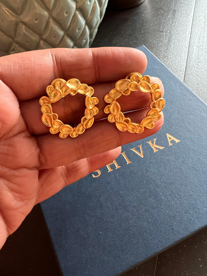 Statement Gold Leaves Studs - SHIVKA