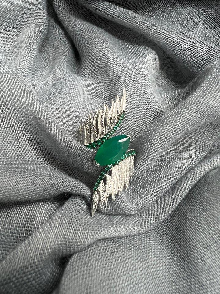 Designer Pure Silver Green Agate Ring