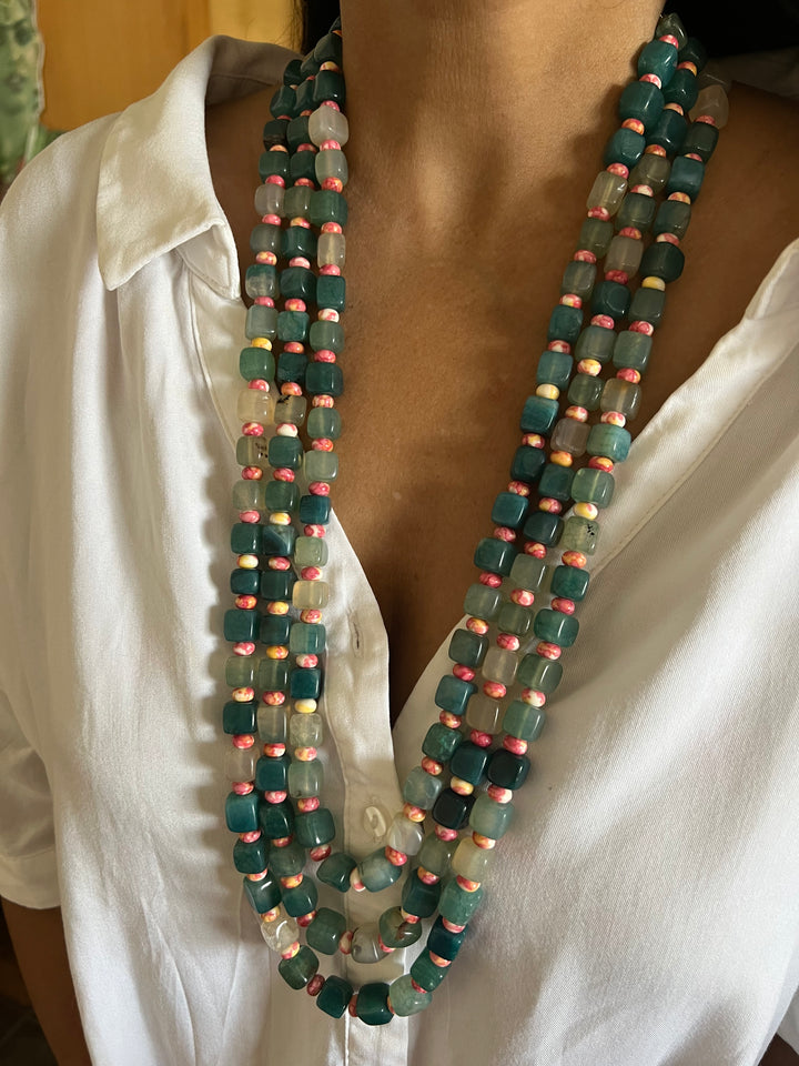 Three layered beaded necklace