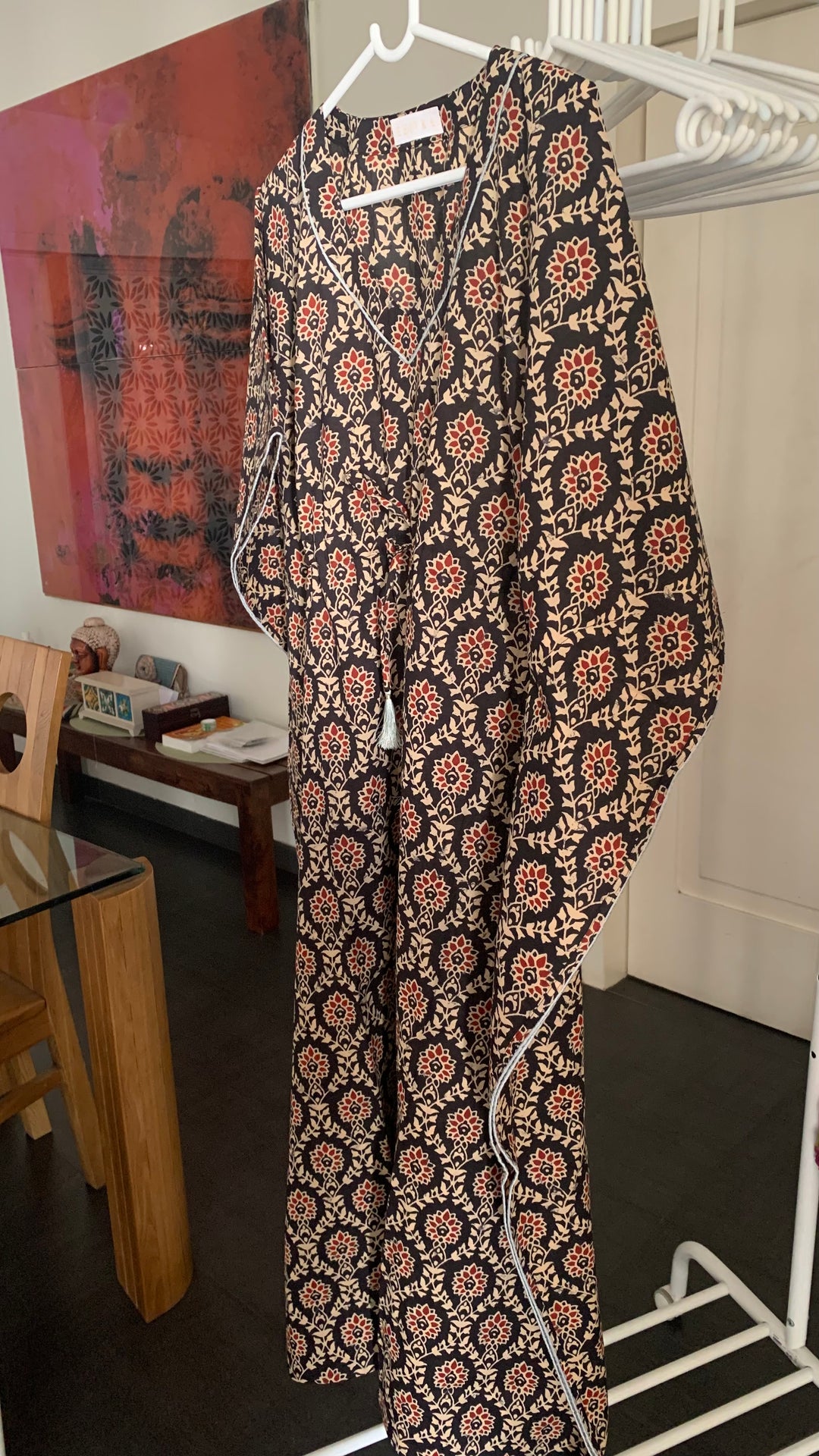 Black Printed Cotton Kaftan