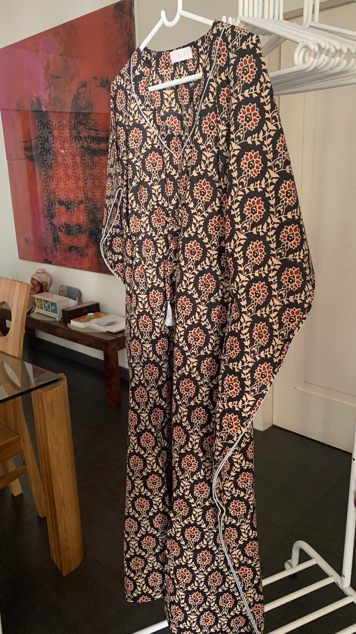 Black Printed Cotton Kaftan