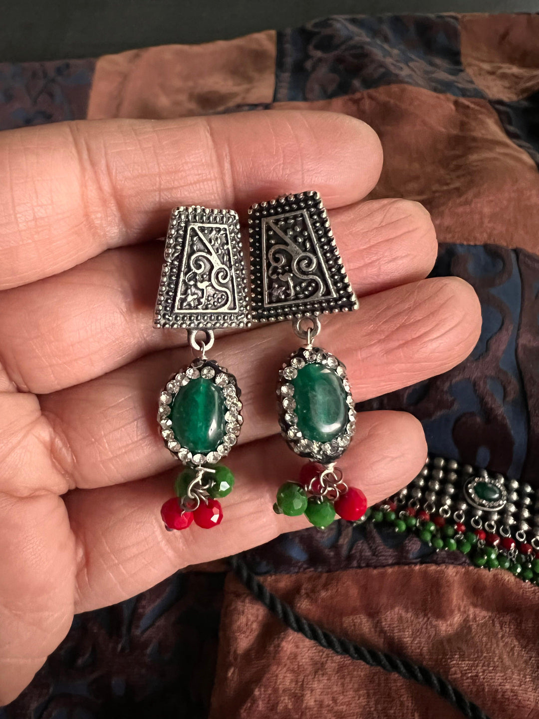 Vintage Artistic Choker with Statement Earrings - SHIVKA