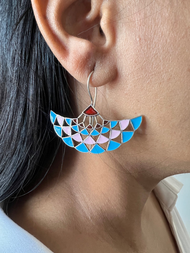 Enamelled Brass Earrings