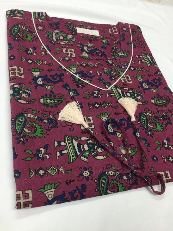 Indian Print Cotton Kaftan - SHIVKA