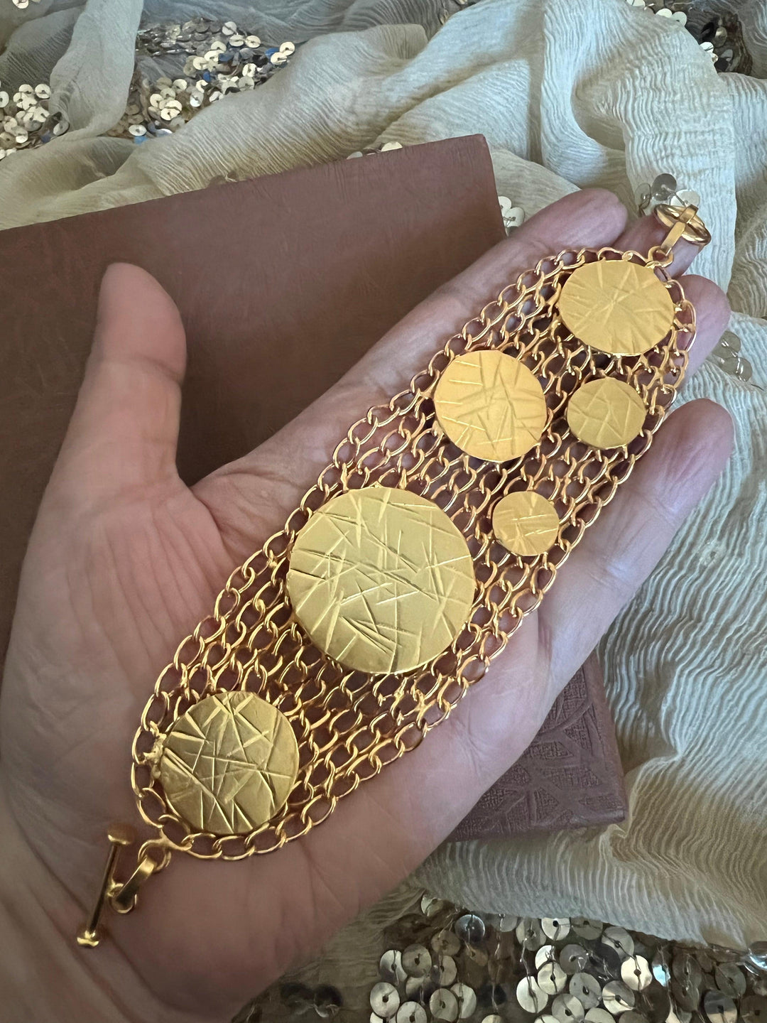 Statement Gold Mesh Bracelet - SHIVKA