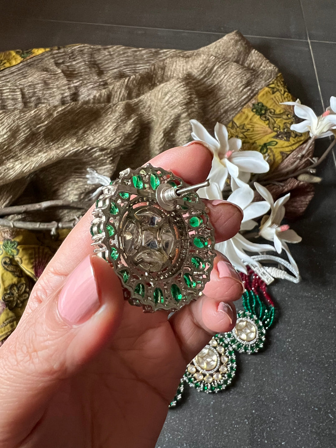 Victorian Kundan Choker Necklace with Earrings