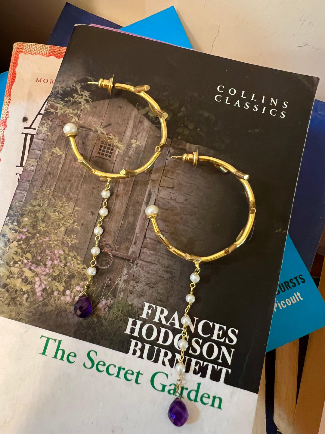 Pearl Drop Hoop Earrings - SHIVKA