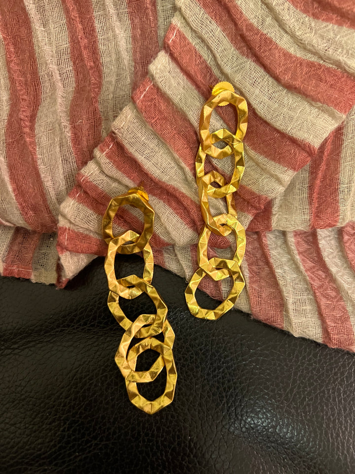 Statement Gold Tone Chain Links Earrings