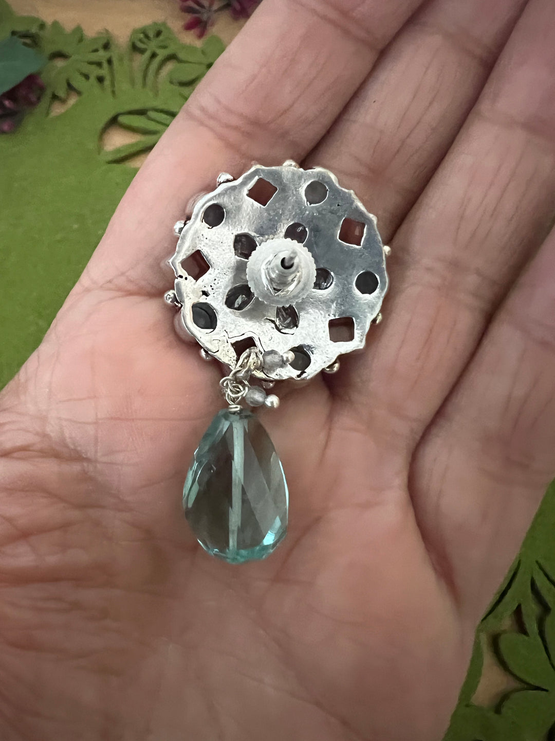 Antique Green Amethyst Earrings