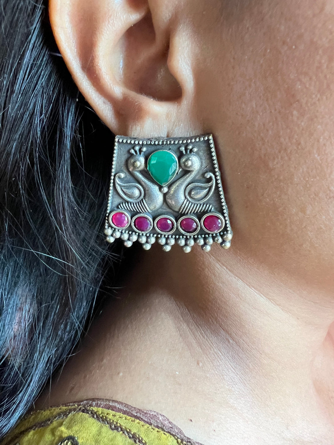 Antique Twin Peacock Earrings