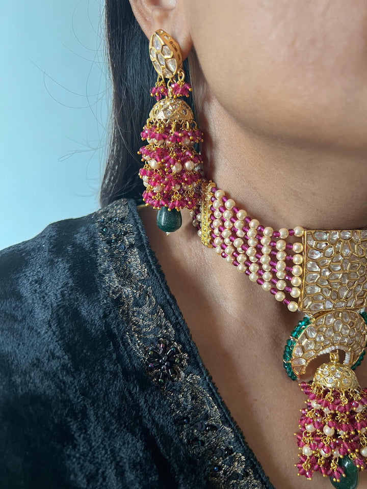 Kundan Choker with Statement Earrings - SHIVKA