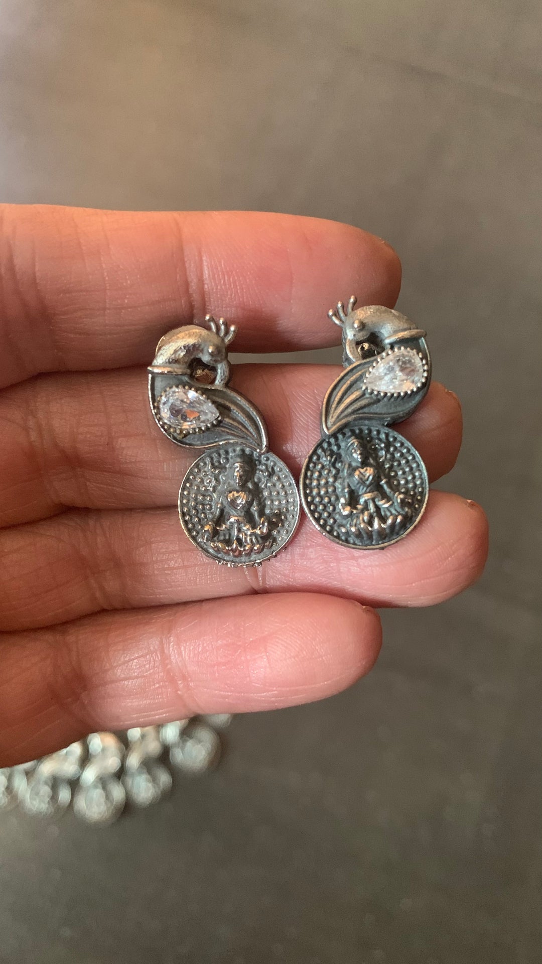 Antique Goddess Laxmi and Peacock Necklace with Pretty Earrings