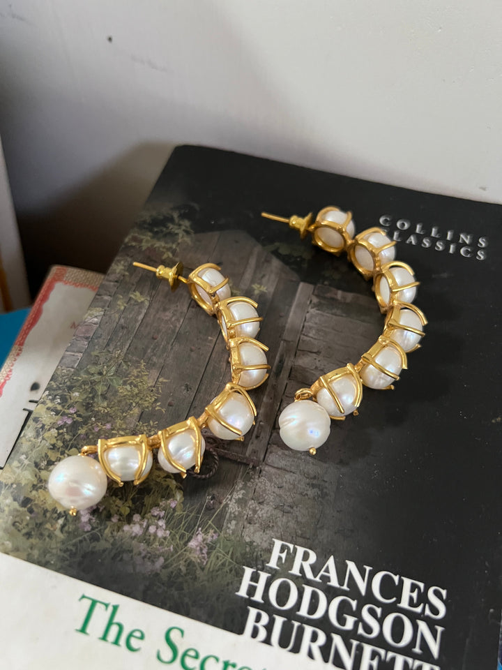 Classy Pearl Hoop Earrings