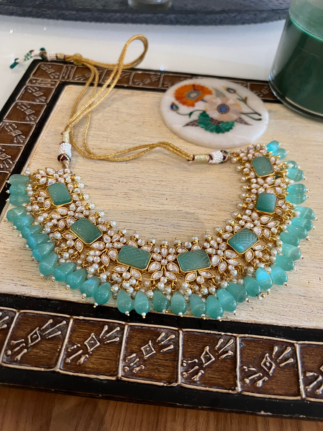Royal Bridal Choker Necklace with Earrings and Maangtikka
