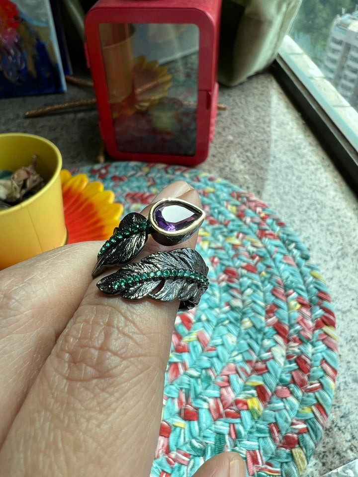 Vintage Pure 925 Silver Amethyst  Ring - SHIVKA