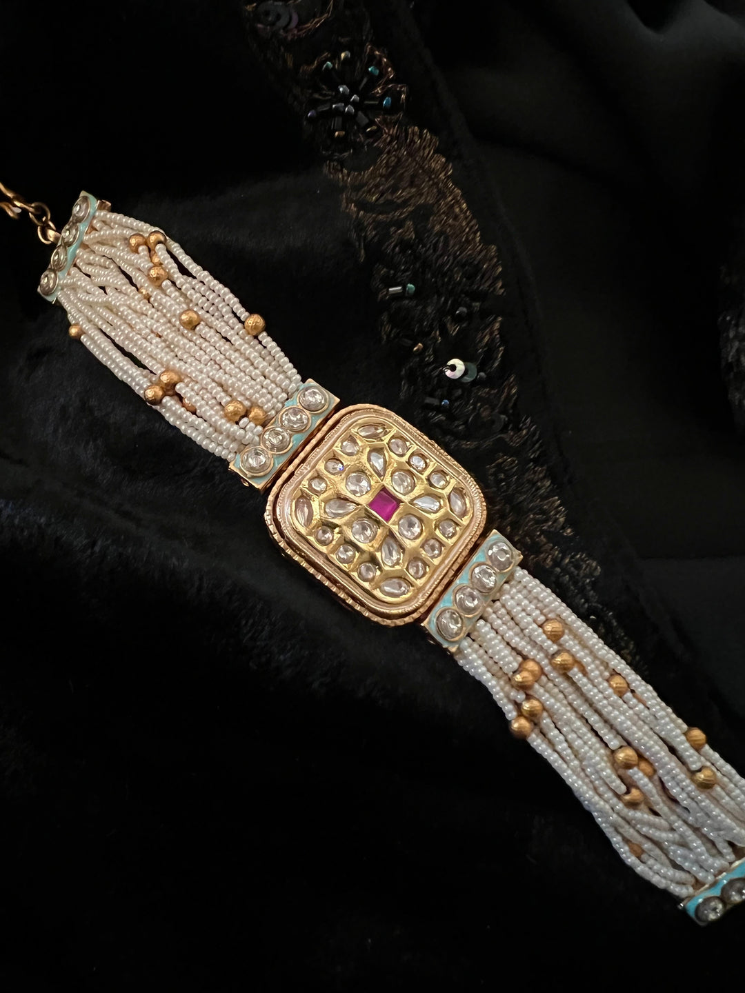 Pearls and Gold Kundan Bracelet