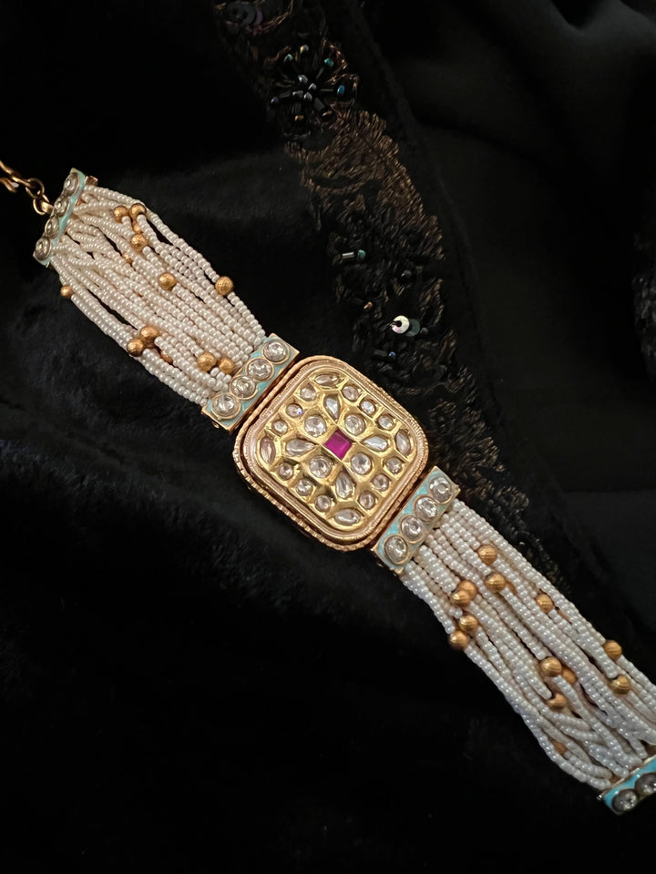 Pearls and Gold Kundan Bracelet