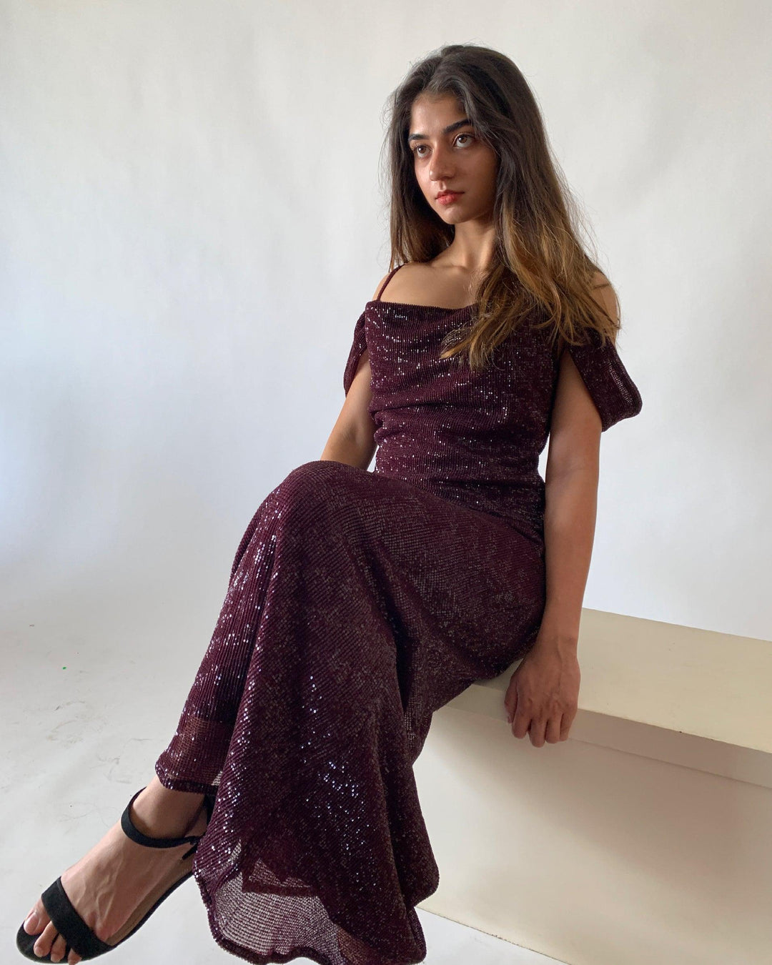 Sequin Cowl Neck Gown - SHIVKA