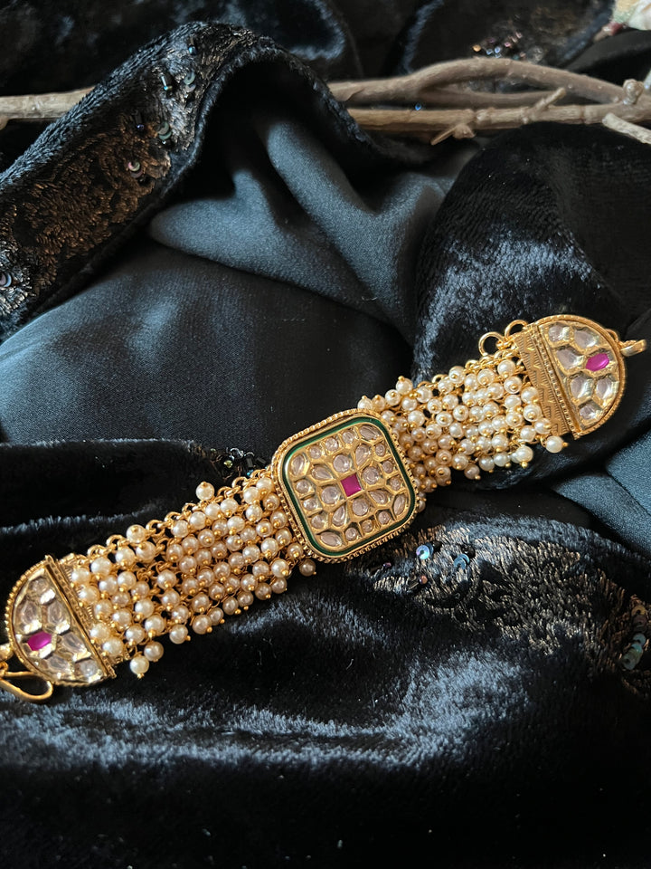 Pearls and Gold Kundan Bracelet